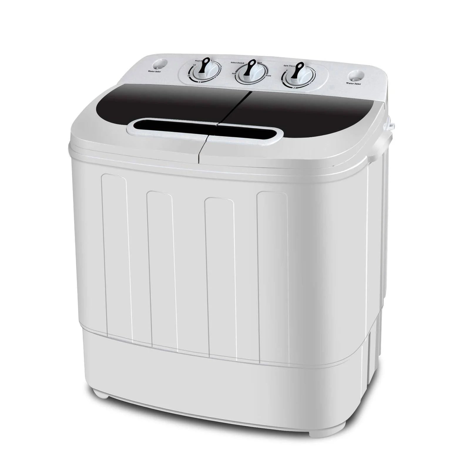 Super Deal Compact Mini Twin Tub Washing Machine, Portable Laundry Washer W/WASH and Spin Cycle Combo, Built-In Gravity Drain, 13lbs