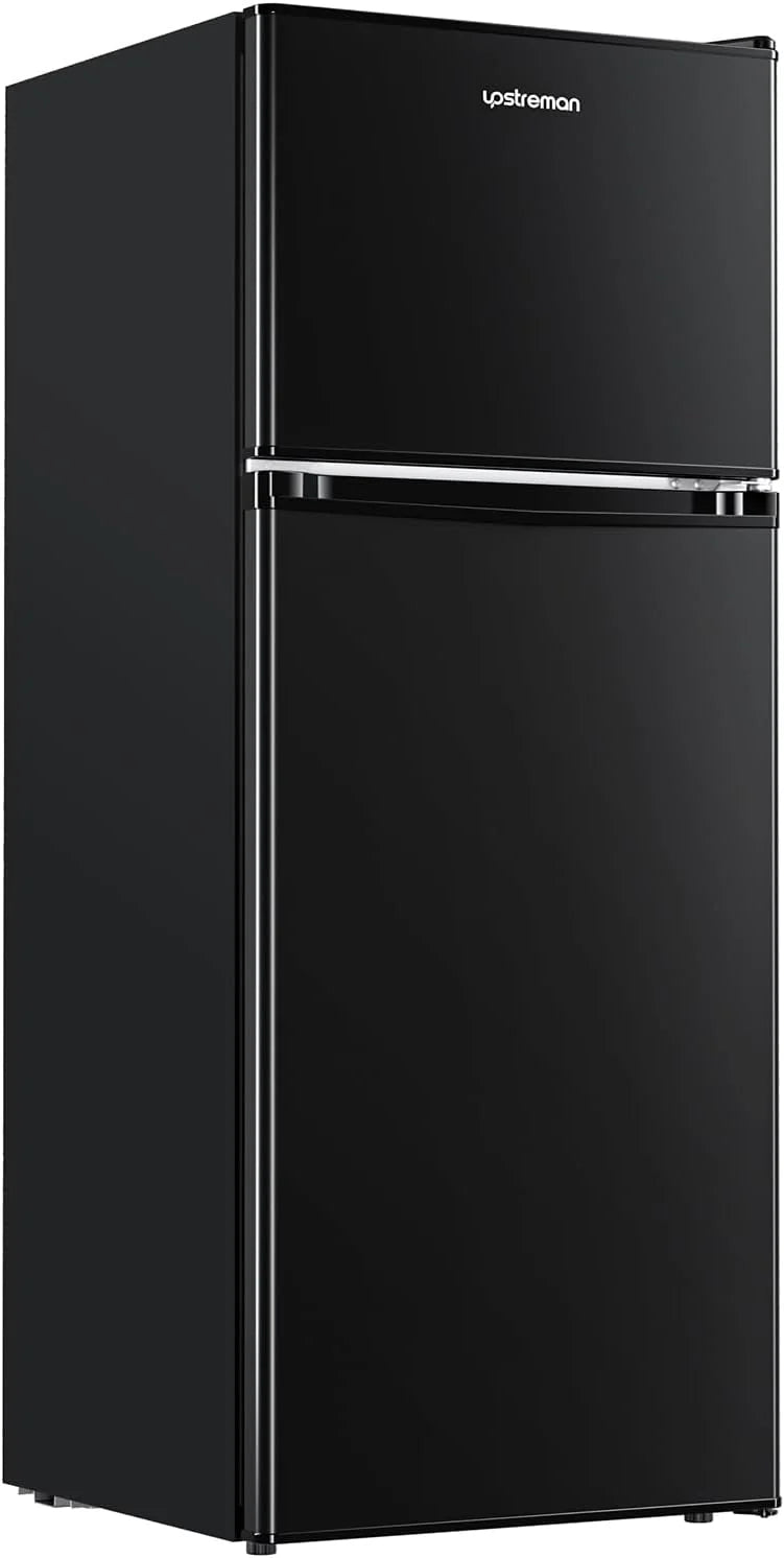 Upstreman 4.0 Cu.Ft Mini Fridge with Freezer – Double Door Compact Refrigerator for Dorm, Office, Bedroom – Adjustable Thermostat, Black (BR401)