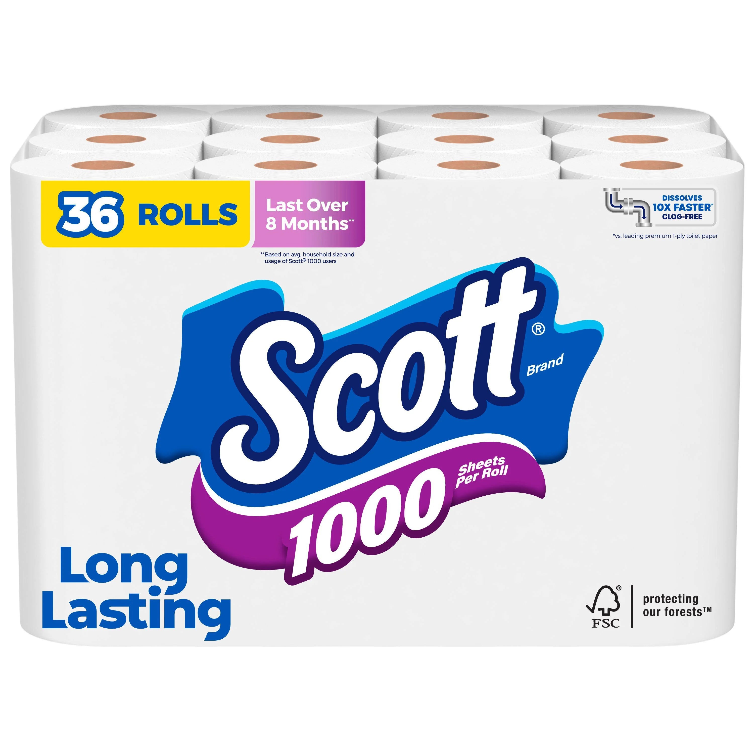 Scott 1000 Sheets Toilet Paper 36 Rolls