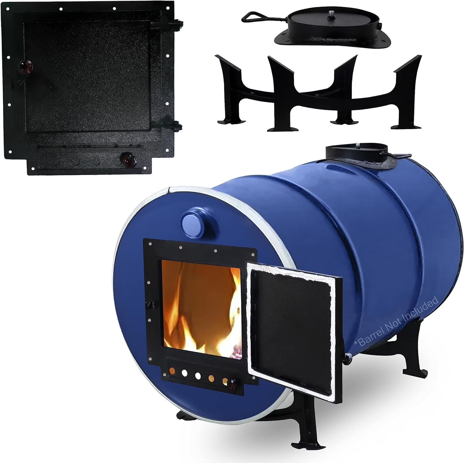 Barrel Stoves Kit C Perfect For 30-55 Gallon Drum Wood Stove Kit - Wood Burning Stove Kit Barrel Stove Door - Fire Wood Camp Stove Kit Wood Stove Kit for Emergency Heating & Cooking