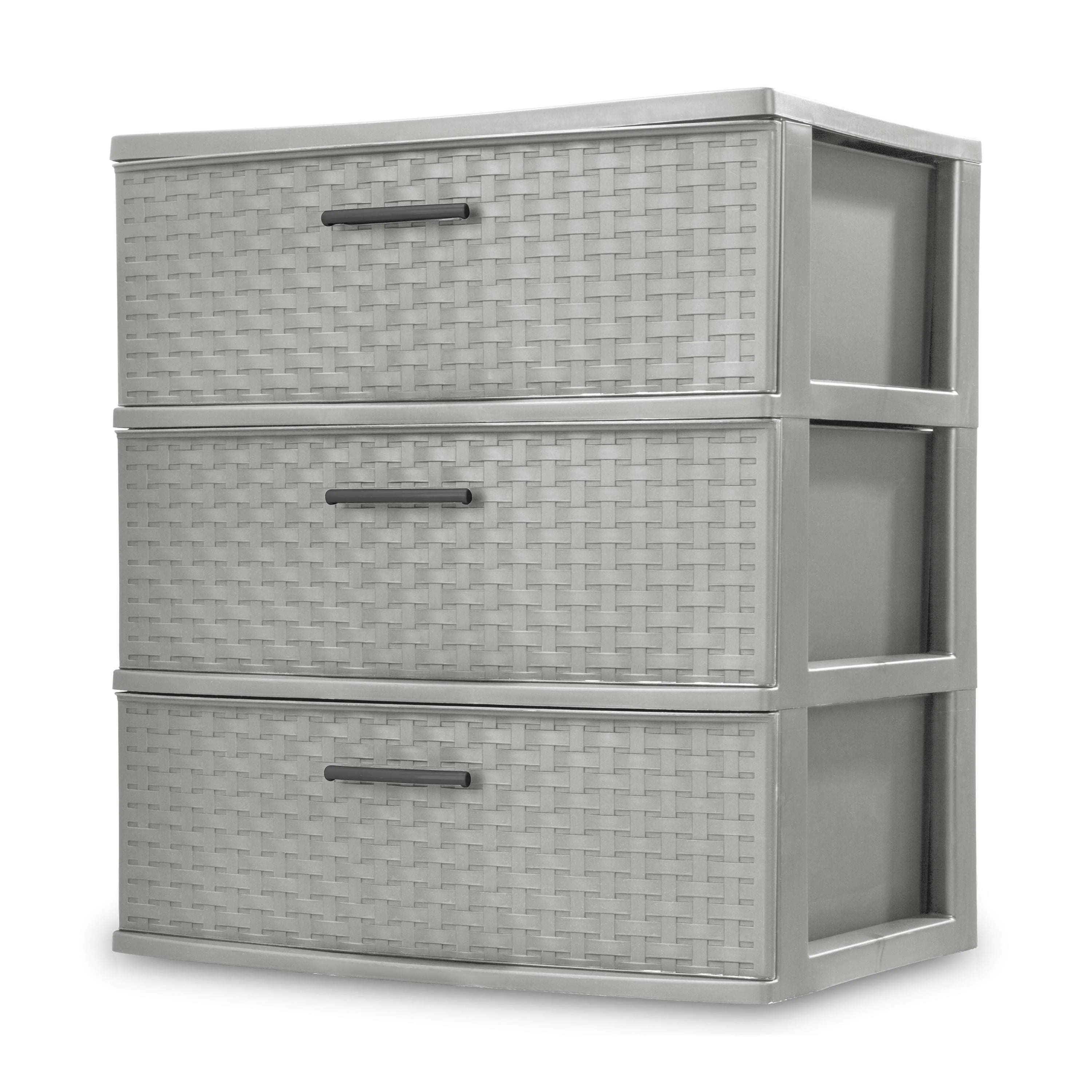Sterilite 3-Drawer Wide Tower, Cement Weave