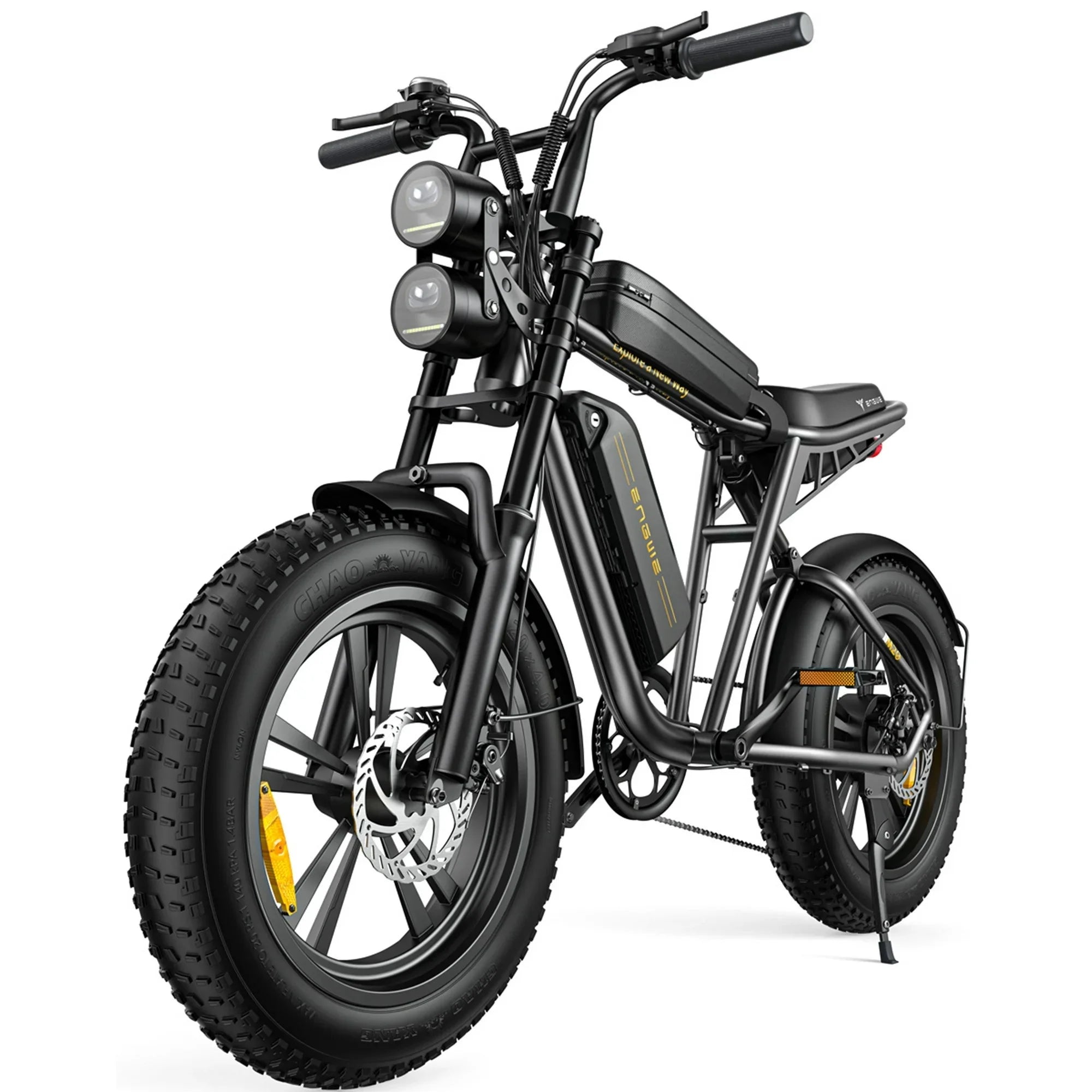 AKEZ Retro Style 1000W Electric Bike - 28mph, 94 Mile Range, 20"x4.0" Fat Tires, Full Suspension, 7-Speed, UL Certified